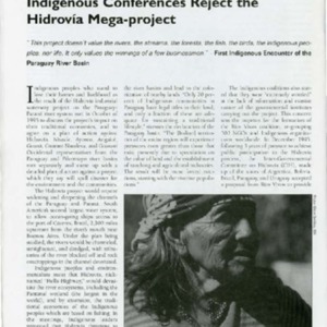 Indigenous Conferences Reject the Hidrovia  Mega-project