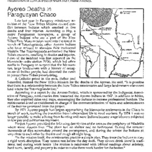 Ayoreo Deaths In Paraguayan Chaco