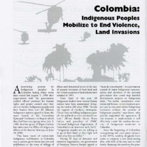Colombia: Indigenous Peoples Mobilize to End Violence, Land Invasions