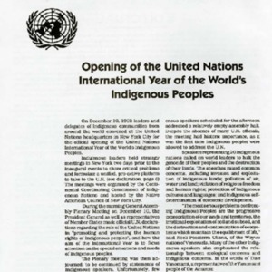 Opening of the United Nations International Year of the World&#039;s Indigenous Peoples