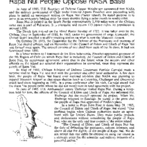 Rapa Nui People Oppose NASA Base