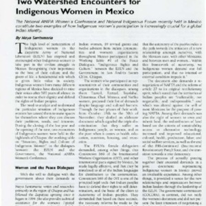 Two Watershed Encounter For Indigenous Women in Mexico