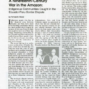 A Nineteenth-Century War in the Amazon: Indigenous Communities Caught in the Ecuador/Peru Border Dispute