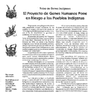 Robo de Genes Indigenas: El Proyecto de Genes Humanos Pone en Riesgo a los Pueblos Indigenas