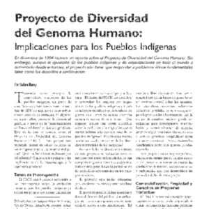 Proyecto de Diversidad del Genoma Humano: Implicaciones para los Pueblos Indigenas